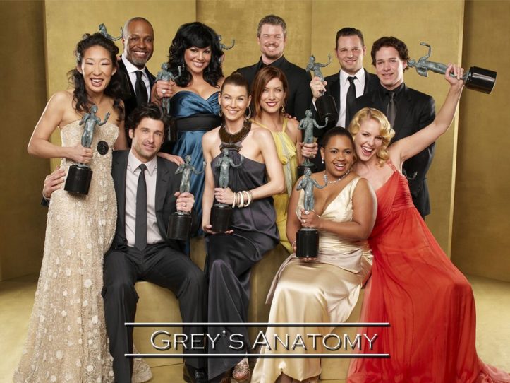 The cast of Rhime's award-winning drama Grey's Anatomy.