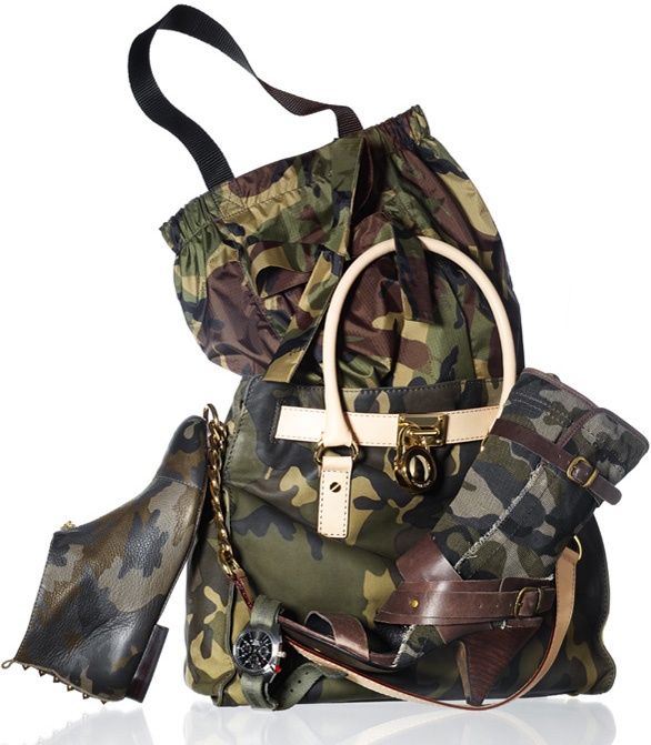 Camouflage accessories as featured in Marie Claire magazine.