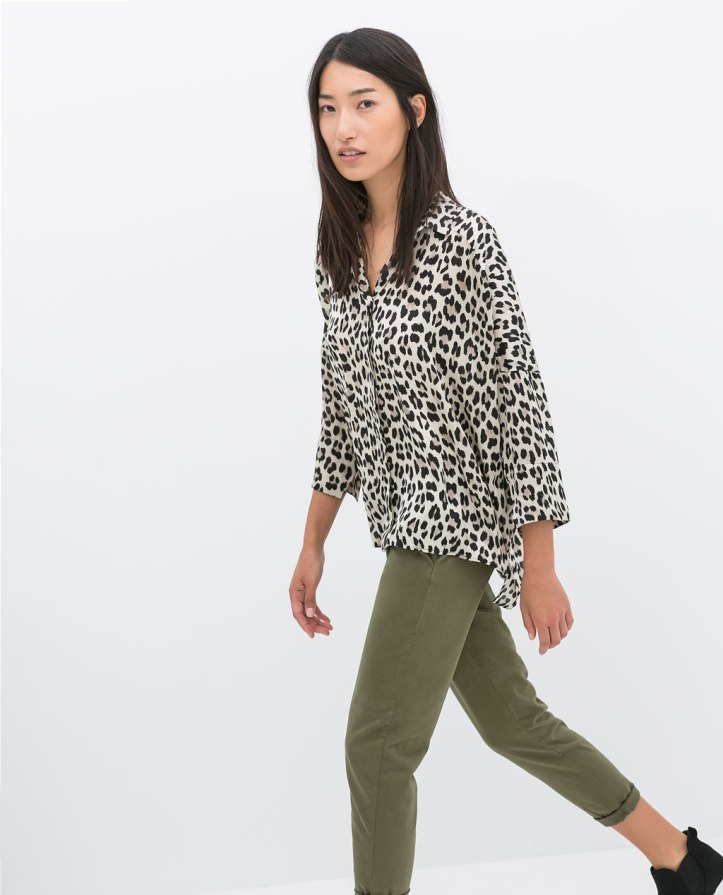 Zara oversized animal print blouse. (zara.com)