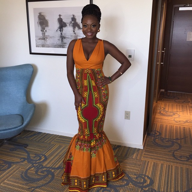 Naturi Naughton in Kyemah McEntyre Gown before stepping out on the red carpet at 2015 BET Awards.
