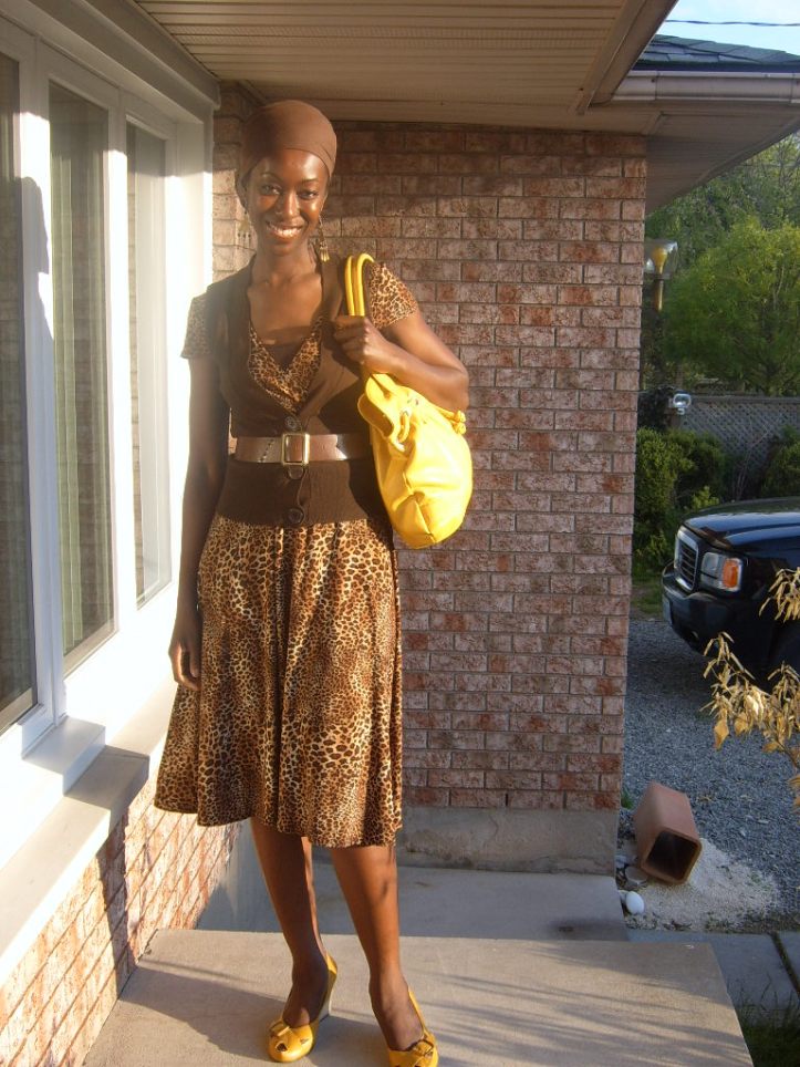 Dress from Tall Girl Shop (now Long Tall Sally), vest Costa Blanca, shoes Aerosoles and purse Forever 21.