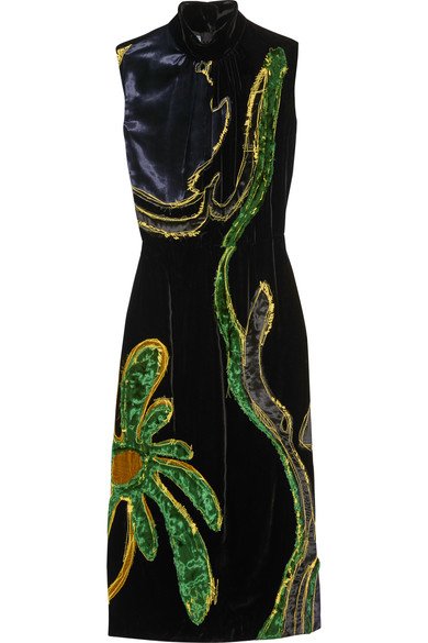 Prada appliqué velvet dress